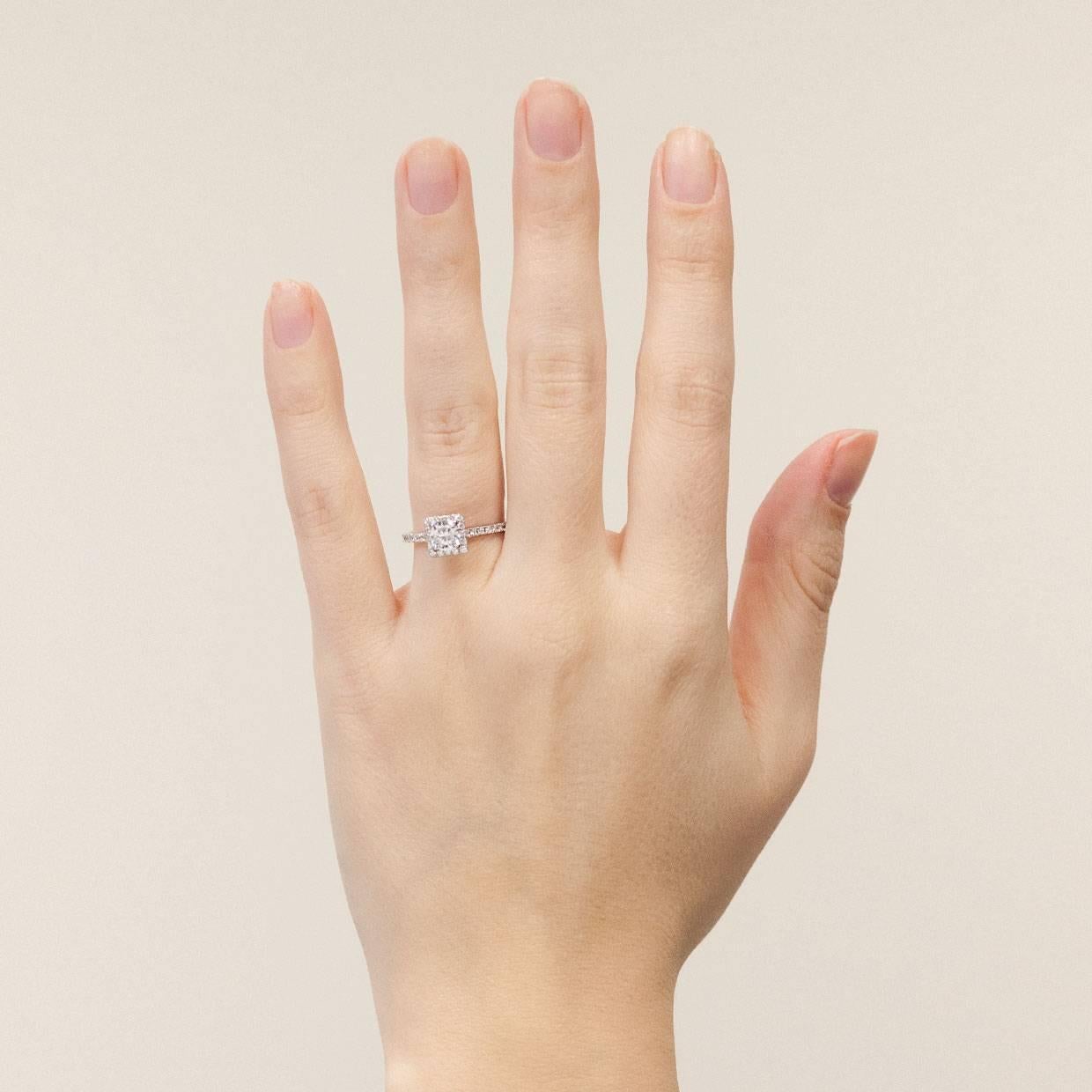 1.08 Carat Cushion Centre with Princess Halo Diamond Engagement Ring 2