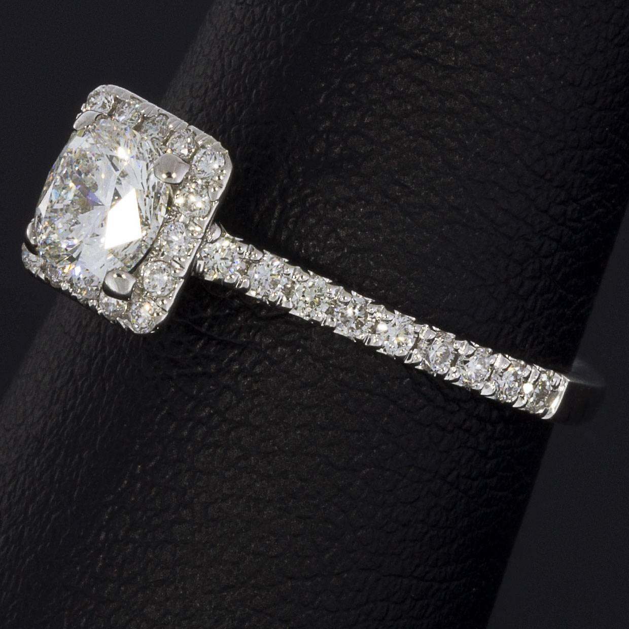 1.08 Carat Cushion Centre with Princess Halo Diamond Engagement Ring 1