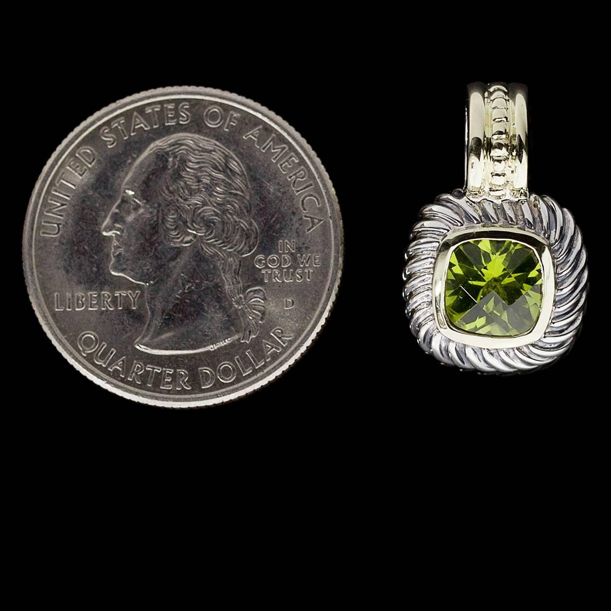 David Yuman Albion Peridot Sterling Silver and Yellow Gold Enhancer In Excellent Condition In Columbia, MO