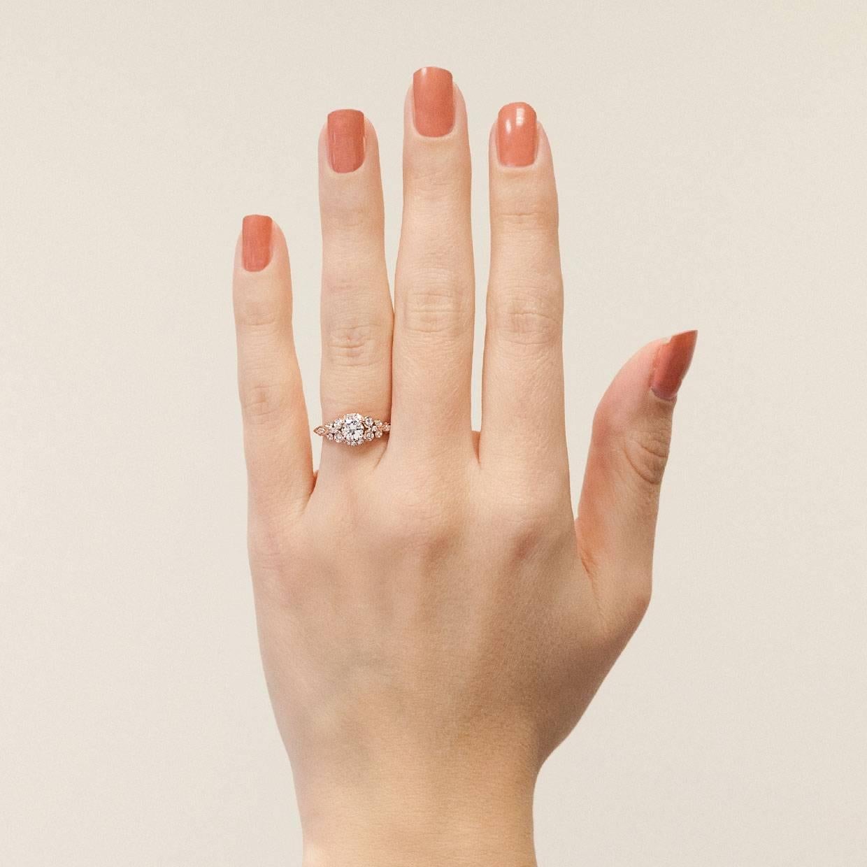 Women's 0.42CT Vintage Swirl 14K Rose Gold Diamond Engagement Ring
