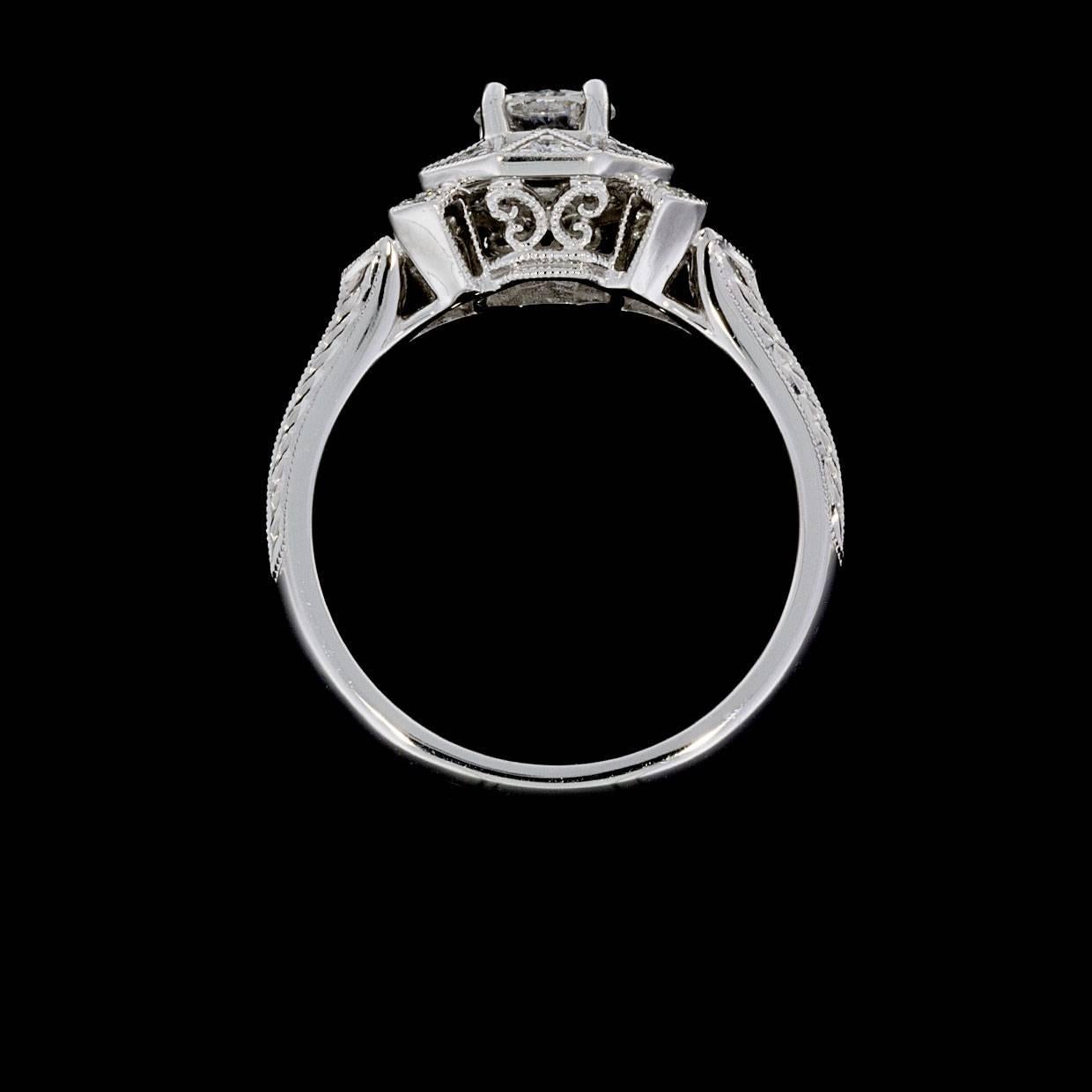 Women's 0.40CT Round Center Geo-Dome Halo Diamond Engagement Ring 