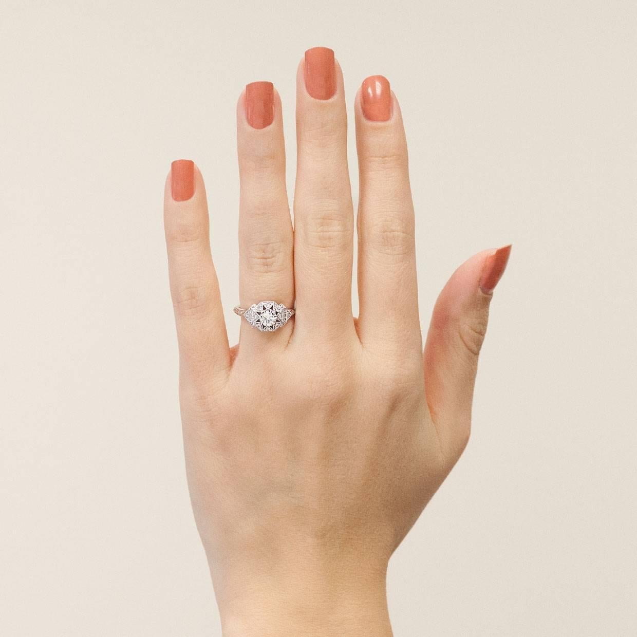 0.40CT Round Center Geo-Dome Halo Diamond Engagement Ring 3