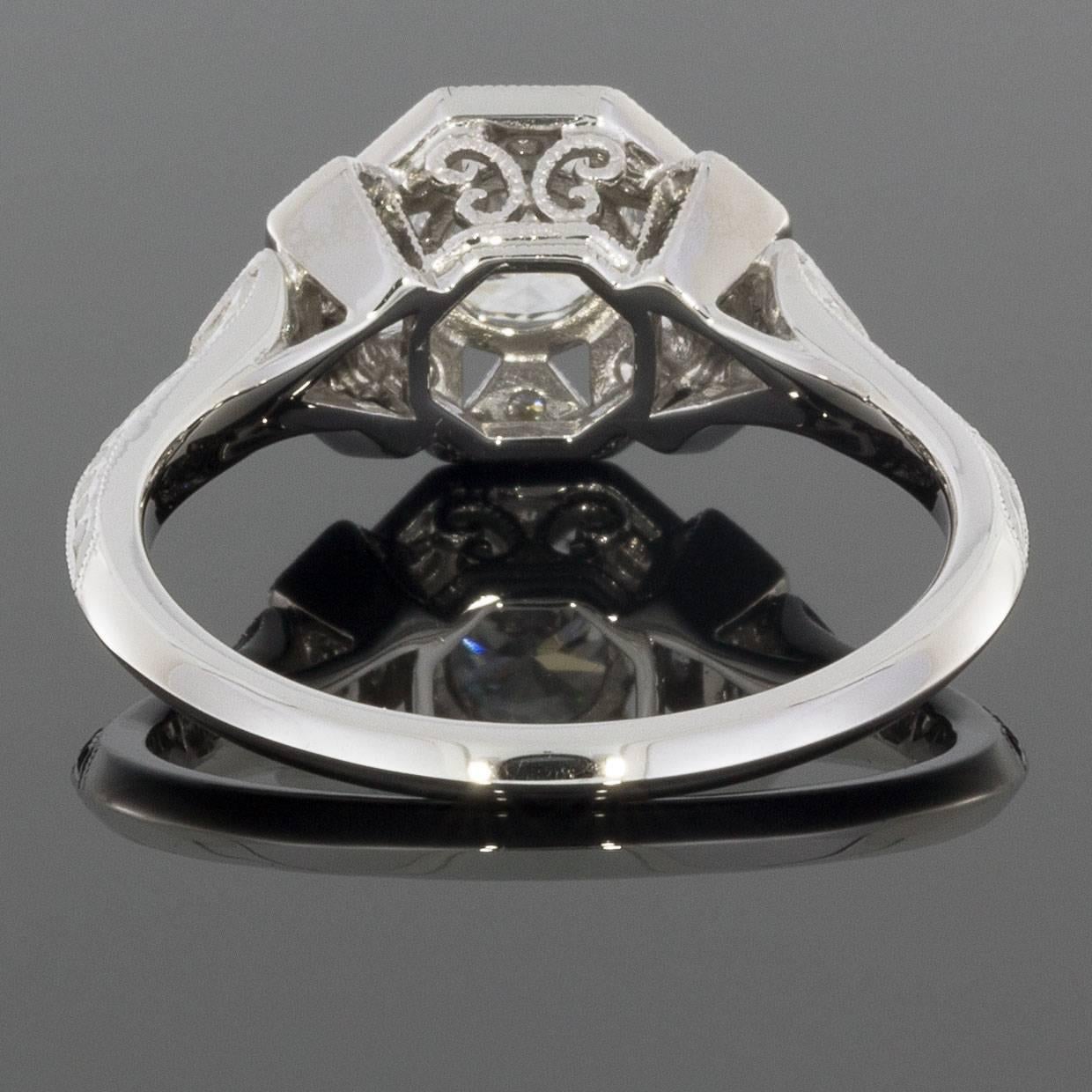 0.40CT Round Center Geo-Dome Halo Diamond Engagement Ring  In New Condition In Columbia, MO