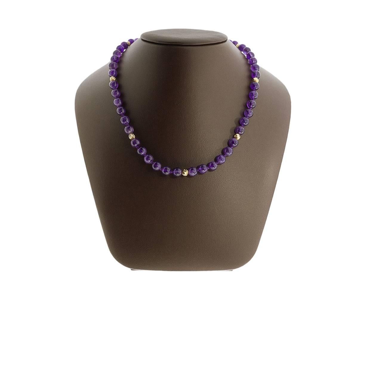 Description:
8mm Amethyst beads
14K Yellow Gold beads
hook and slide locking clasp
18 Inch length
Reg: $1300
Comes in a beautiful presentation box
An adult signature will be required for delivery unless other arrangements are made prior to purchasing