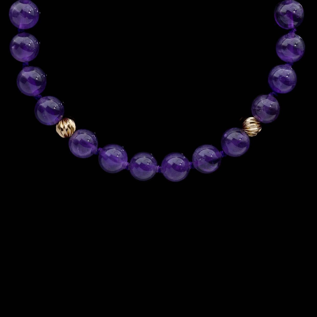 Women's Amethyst and 14 Karat Yellow Gold Bead Necklace