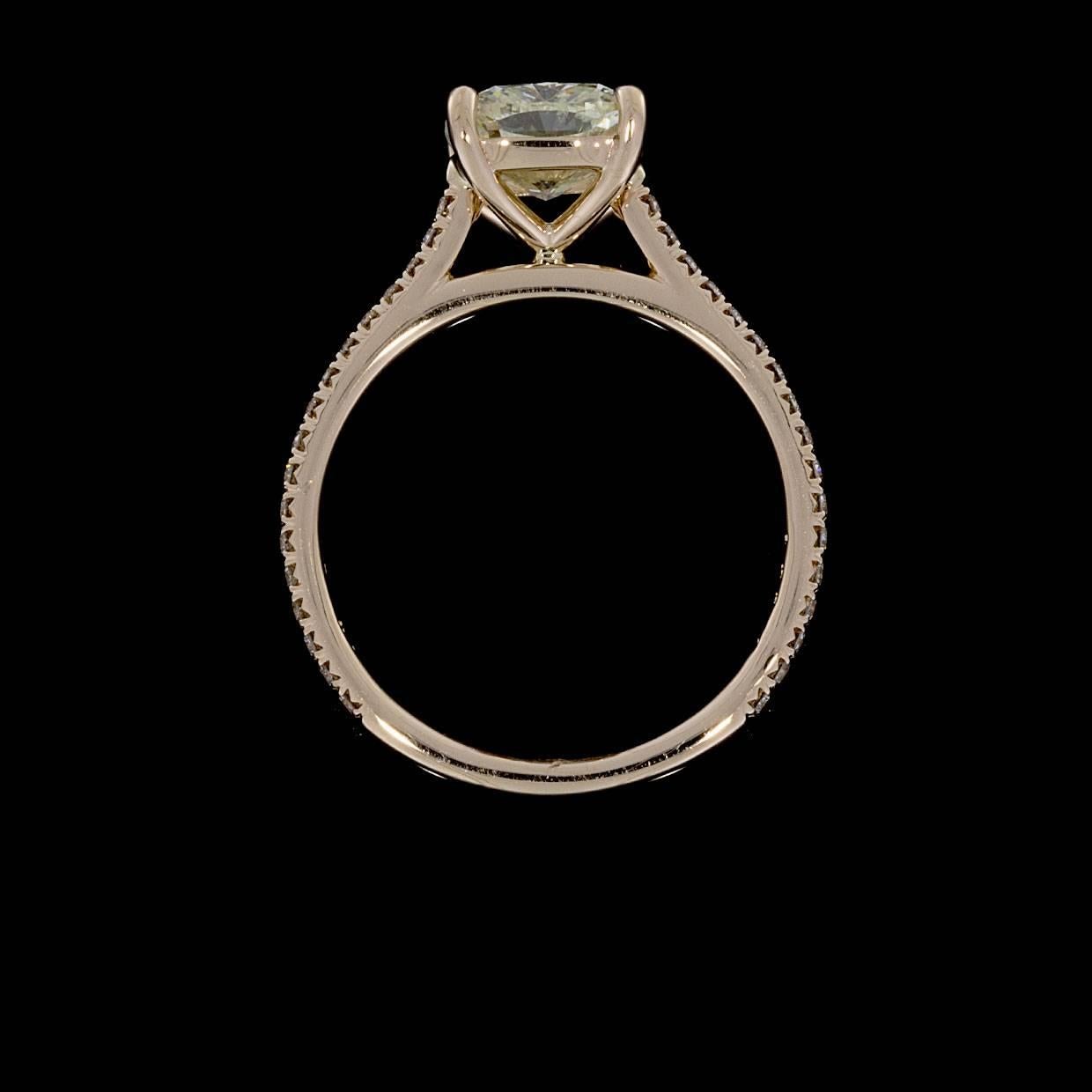 Women's 2.03 Carat Cushion Cut GIA Certified 14 Karat Rose Gold Engagement Ring