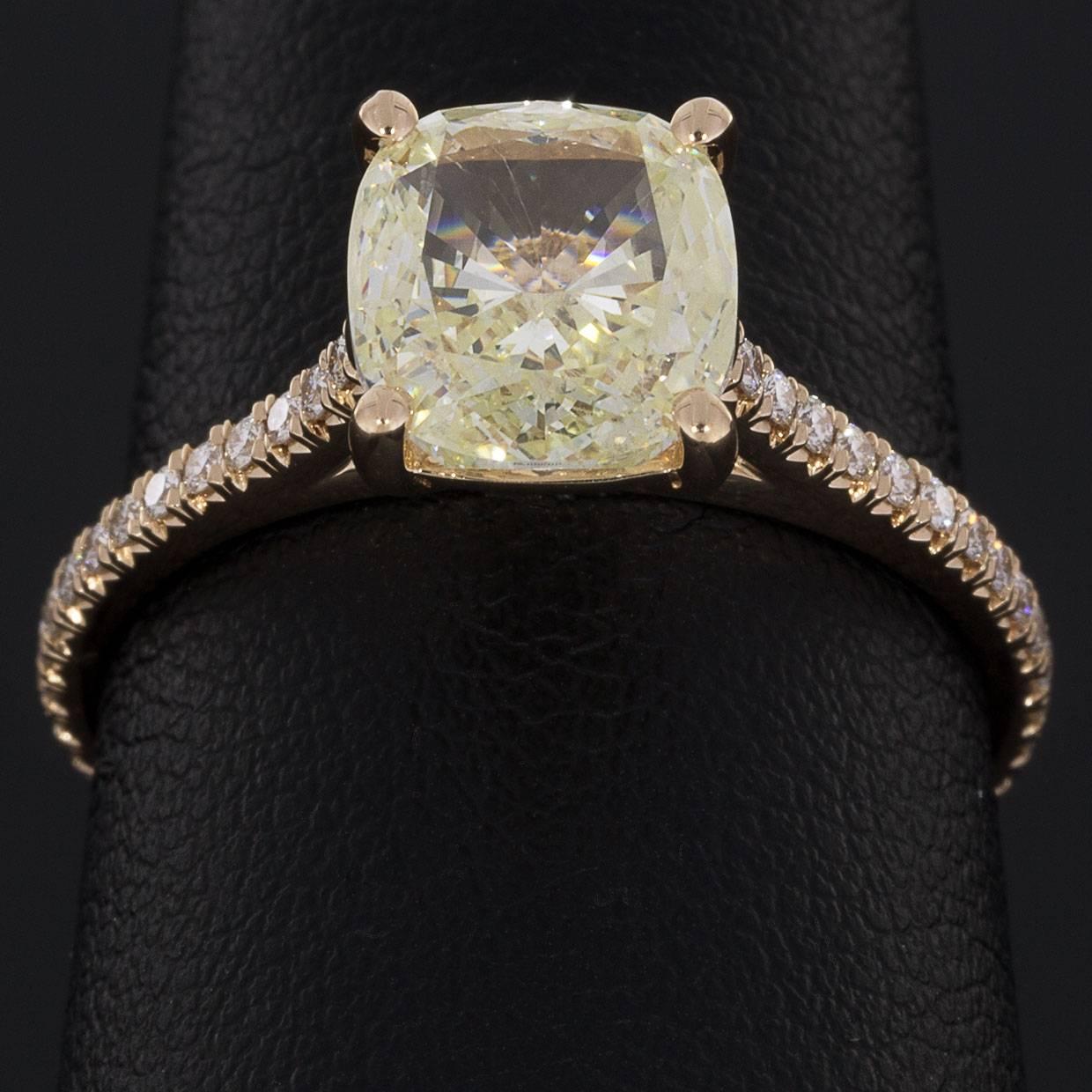 2.03 Carat Cushion Cut GIA Certified 14 Karat Rose Gold Engagement Ring 1