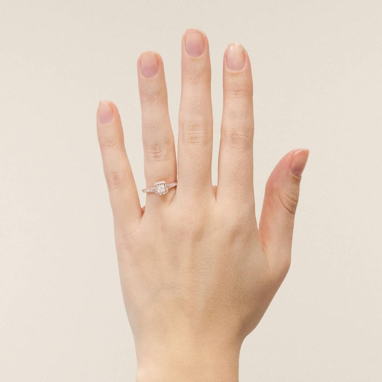 0.45 Carat Princess Halo 14 Karat Rose Gold Diamond Engagement Ring 3