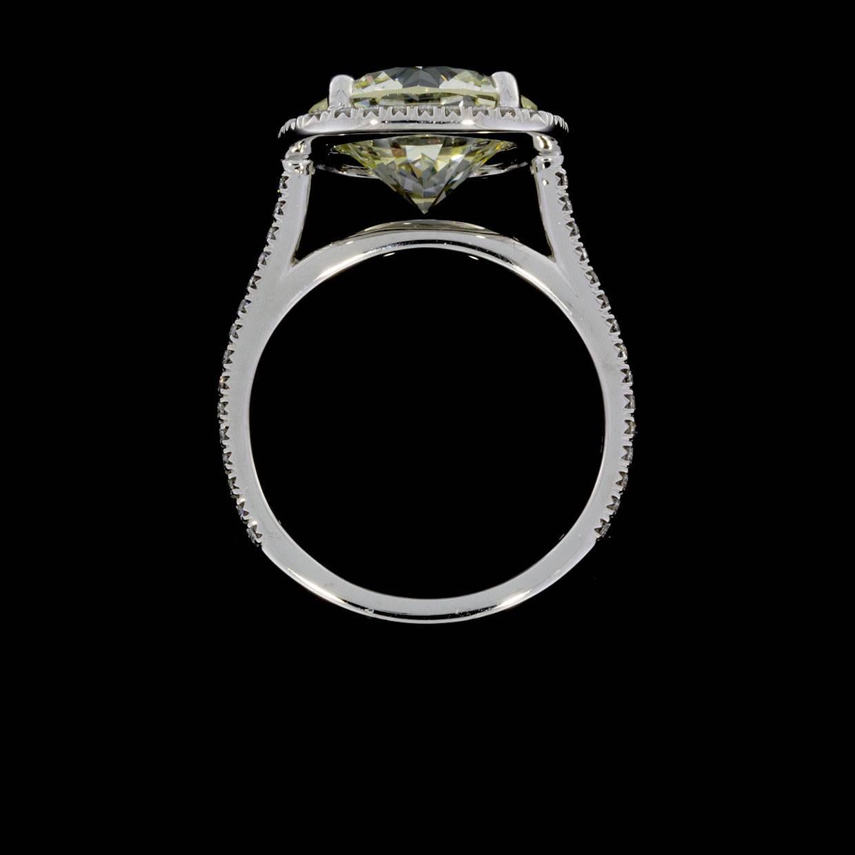 Martin Flyer Platinum 5.42 Carat GIA Certified Diamond Halo Engagement Ring In New Condition In Columbia, MO