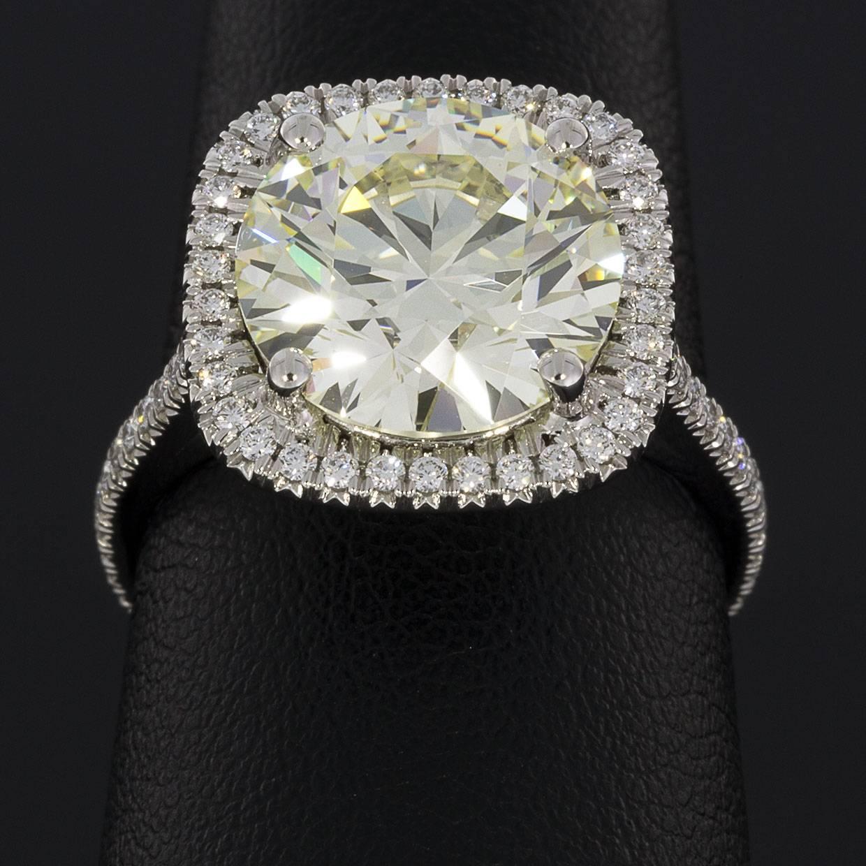 Women's Martin Flyer Platinum 5.42 Carat GIA Certified Diamond Halo Engagement Ring