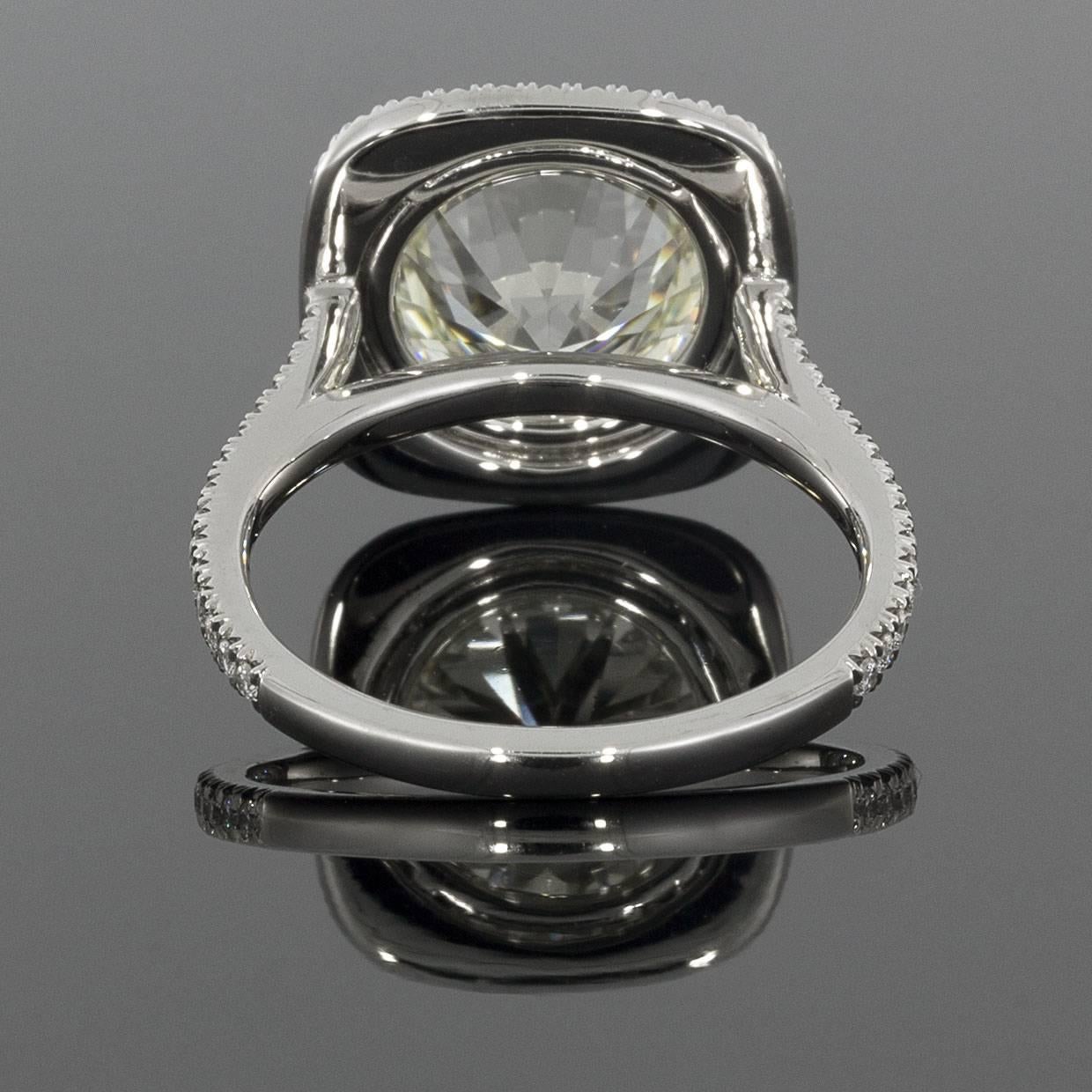 Round Cut Martin Flyer Platinum 5.42 Carat GIA Certified Diamond Halo Engagement Ring