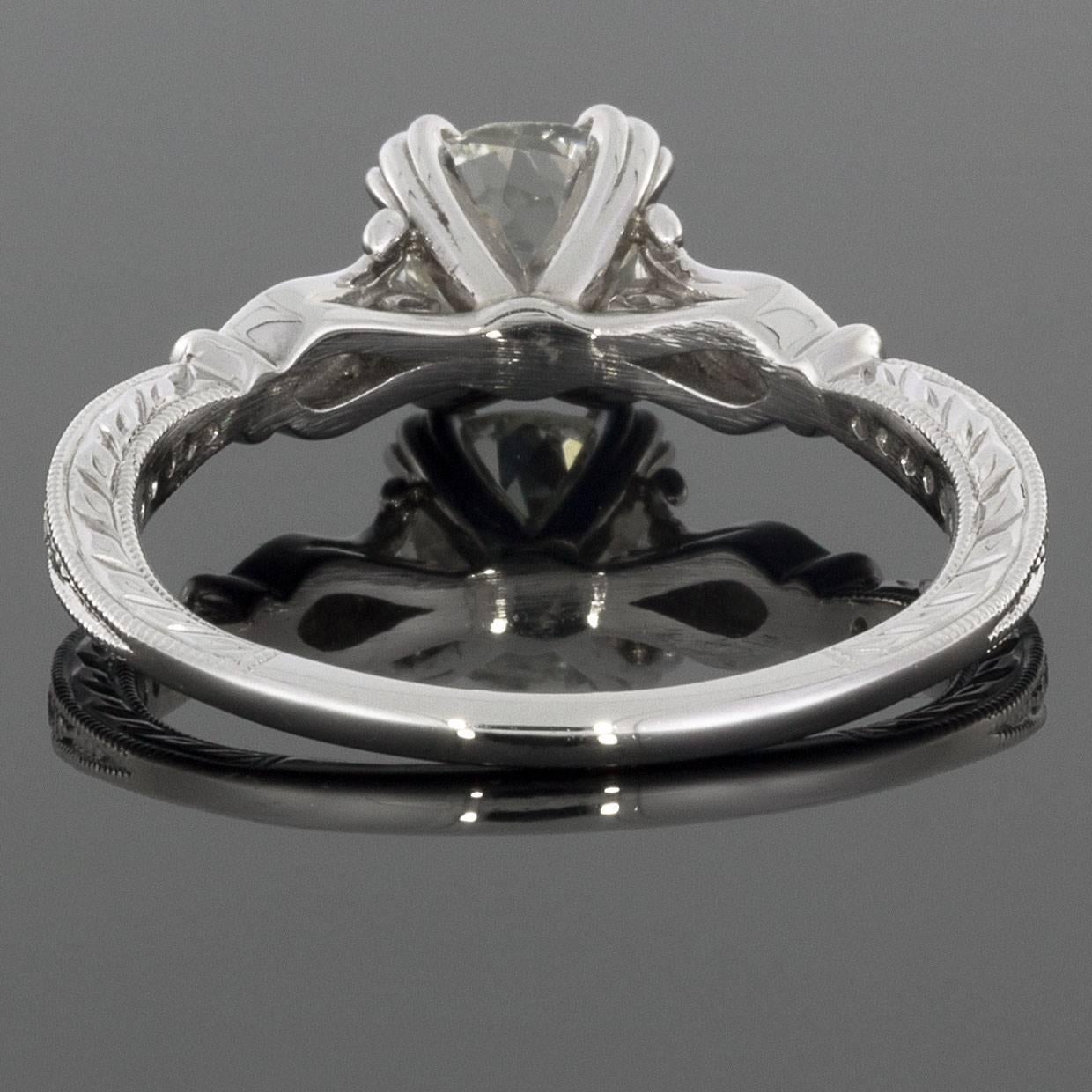 Old Mine Cut 1.08 Carat Old Mine Vintage 14 Karat White Gold Diamond Engagement Ring
