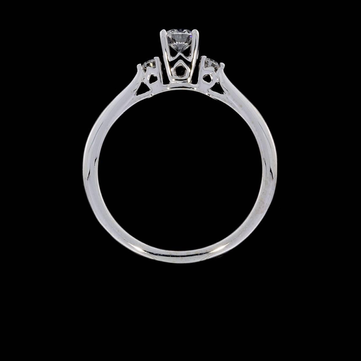 0.25 Carat Round Three-Stone 14 Karat White Gold Diamond Engagement Ring In New Condition In Columbia, MO