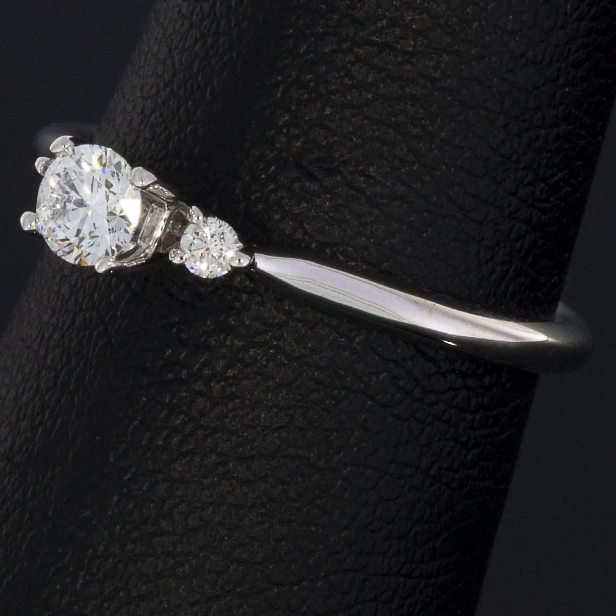 0.25 Carat Round Three-Stone 14 Karat White Gold Diamond Engagement Ring 1