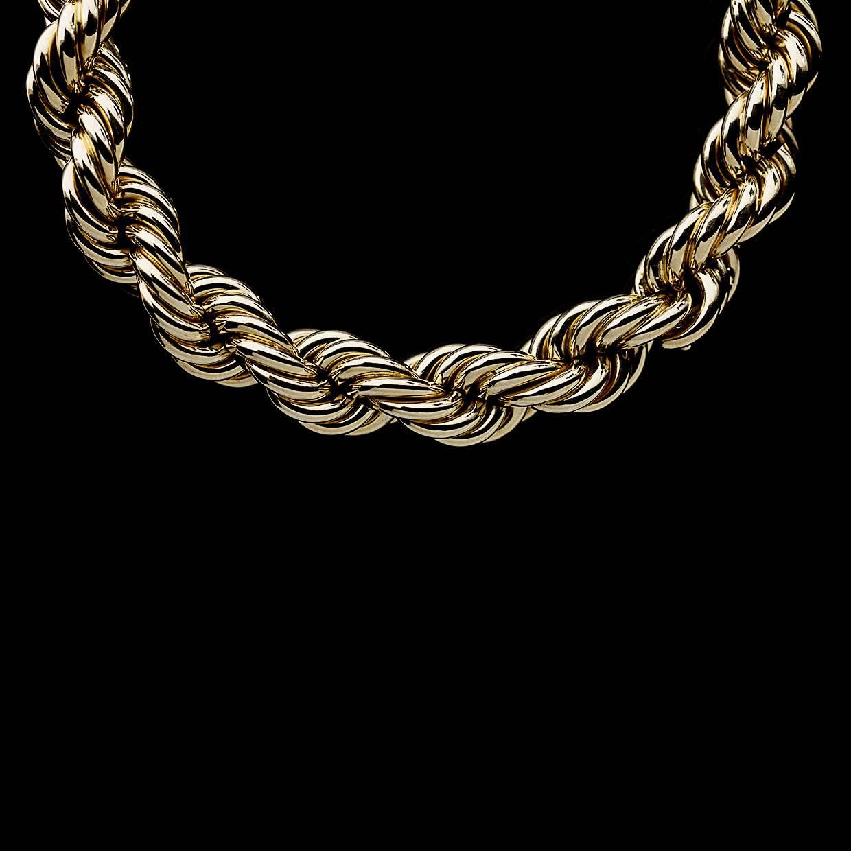 Women's 14 Karat Yellow Gold Braided Rope Eternity Chain