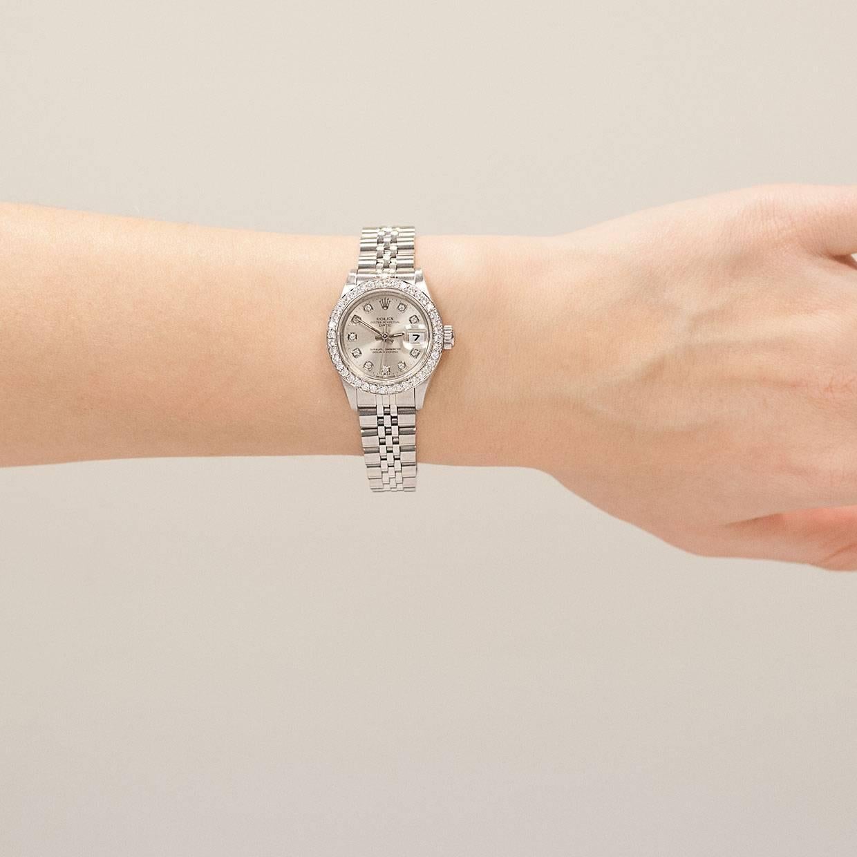 Rolex Stainless Steel Datejust Custom Diamond Dial and Bezel wristwatch 3