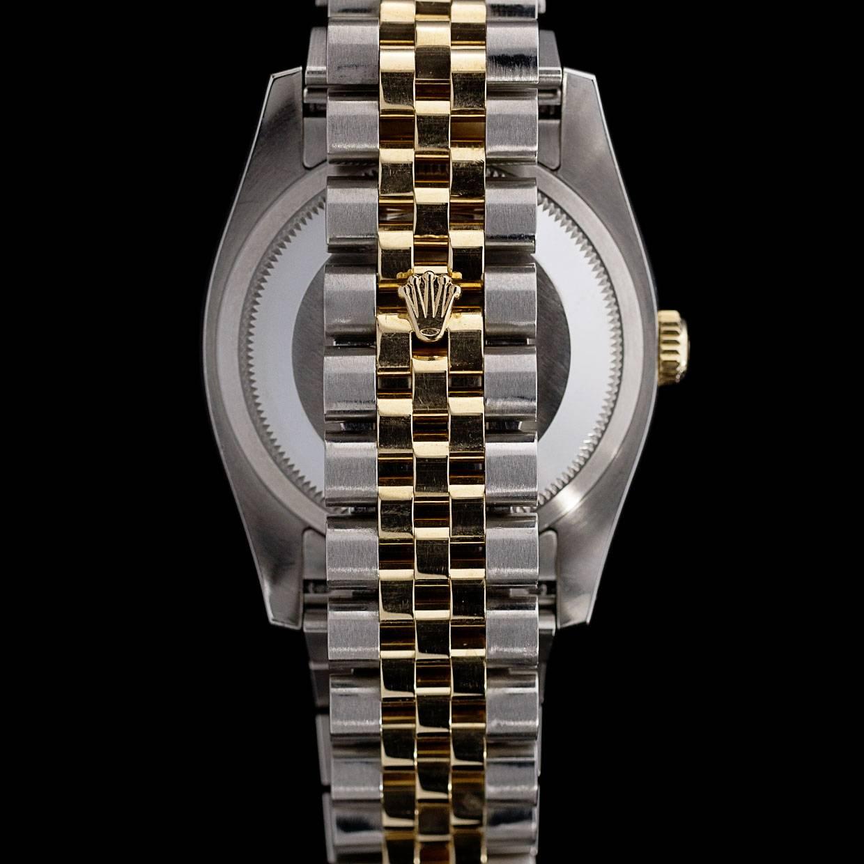Women's or Men's Rolex Yellow Gold Stainless Steel Datejust Fluted Bezel wristwatch
