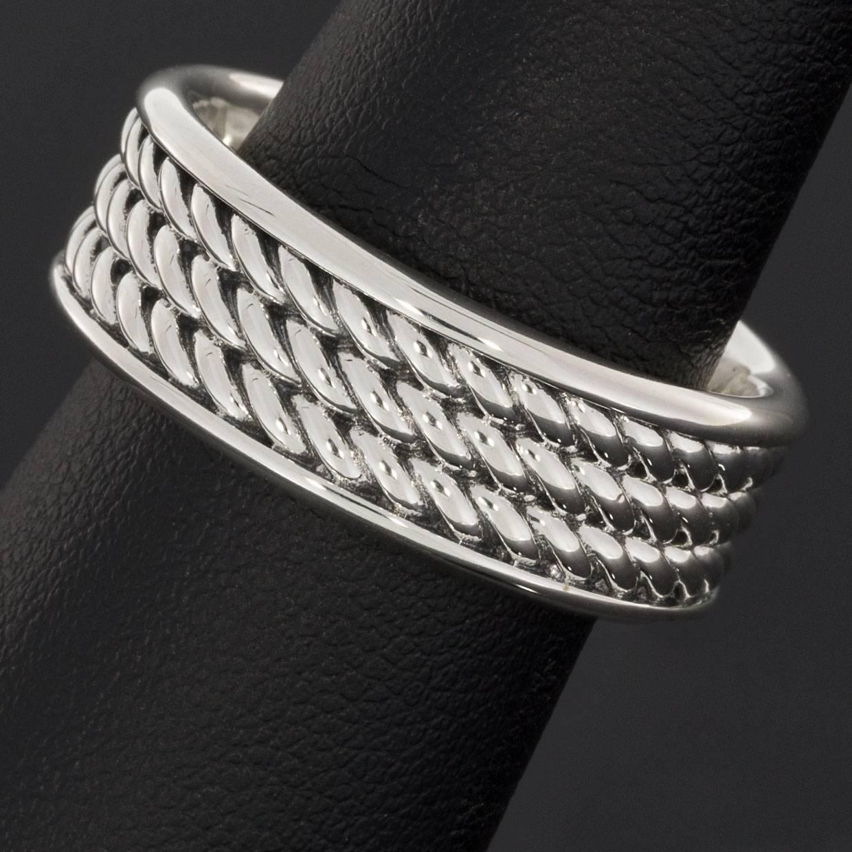 David Yurman Men's Silver Maritime Rope Cable Band Ring In Excellent Condition In Columbia, MO