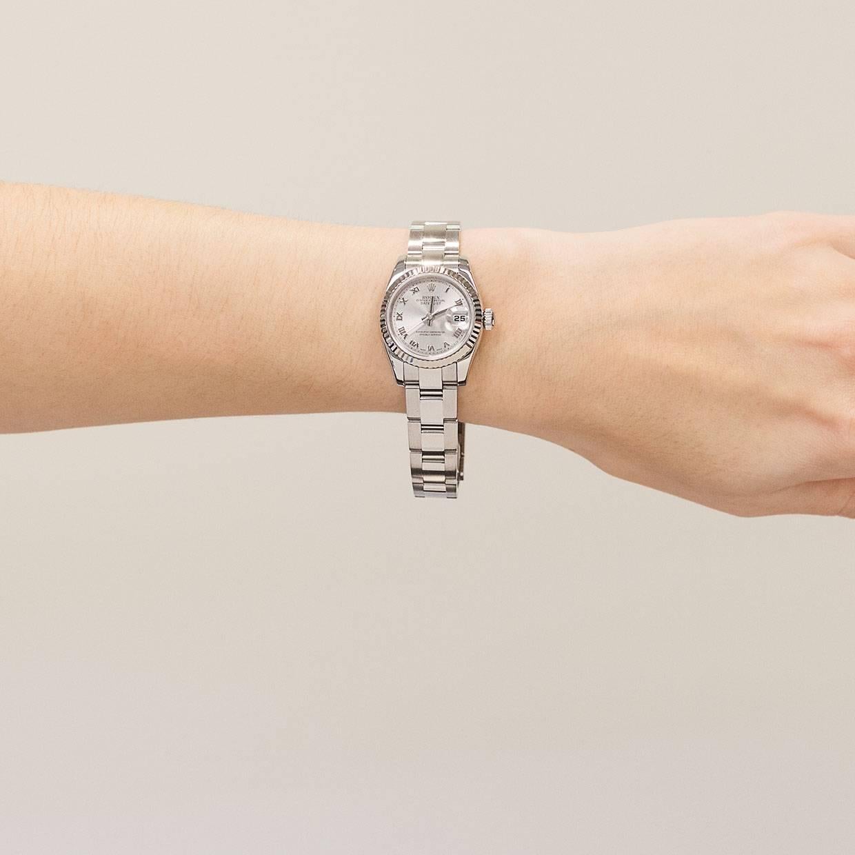 Rolex Ladies Stainless Steel Datejust Rhodium Dial Wristwatch 4