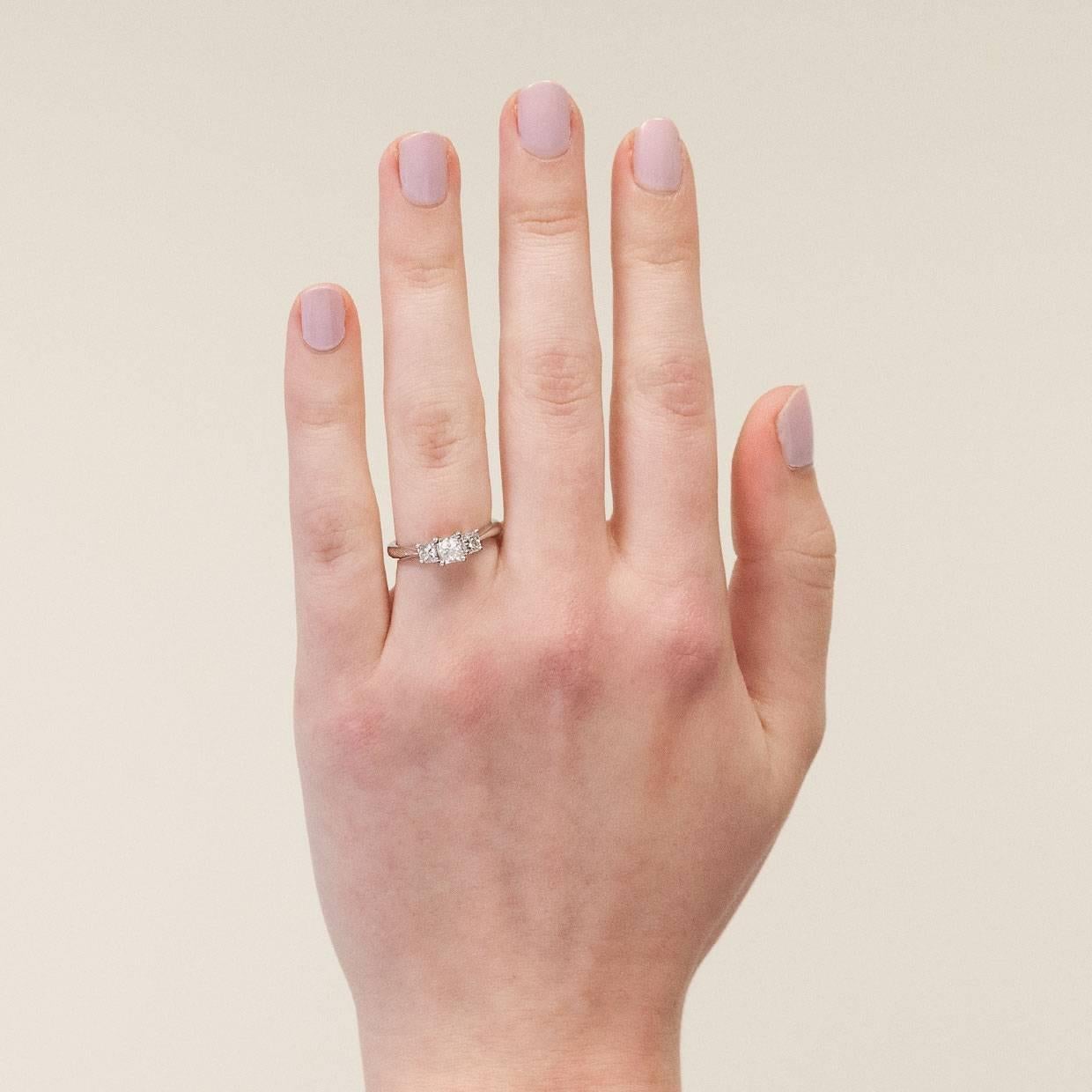 Women's Platinum .75CTW Princess Diamond 3 Stone Engagement Ring