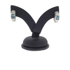 John Hardy Sterling Silver Yellow Gold Blue Topaz Jaisalmer Hoop Earrings