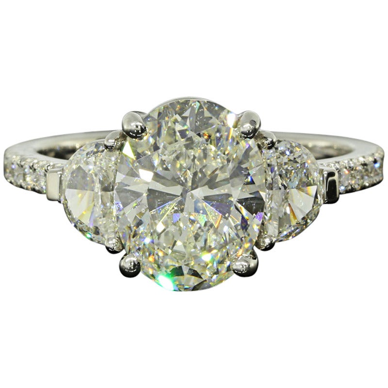 2.53 Carat GIA Cert Oval Diamond Platinum Engagement Ring