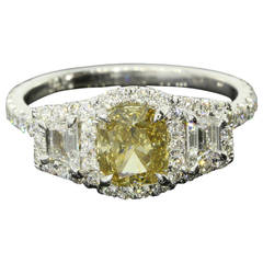 Custom 1.99CTW Champagne Cushion Diamond Three Stone Engagement Ring