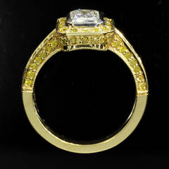 1.46 Carat Radiant Diamond Two-Tone Canary Ring