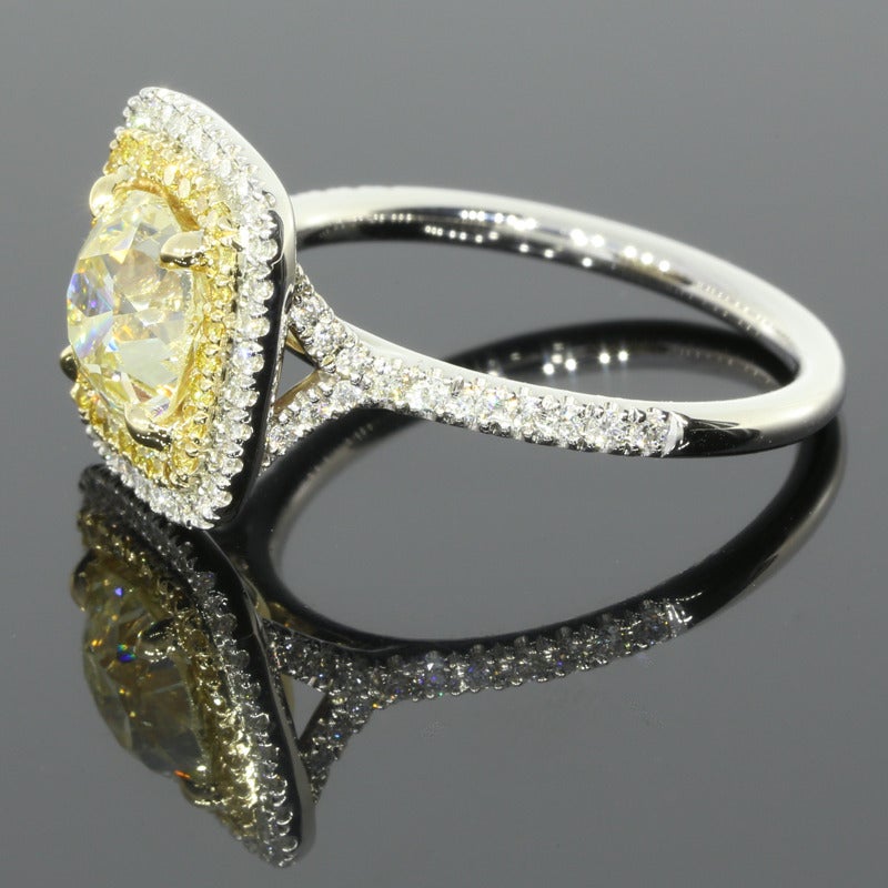 1.86 Carat Old European GIA Cert Double Halo Diamond Engagement Ring 1
