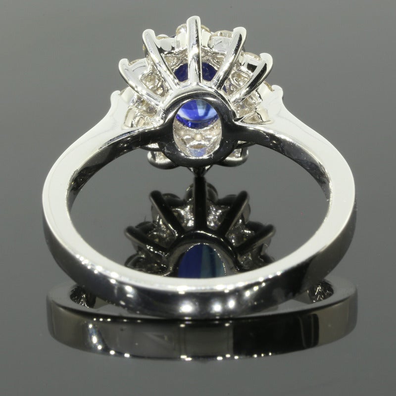 1.36 Carat Natural Blue Sapphire Diamond Gold Ring 1