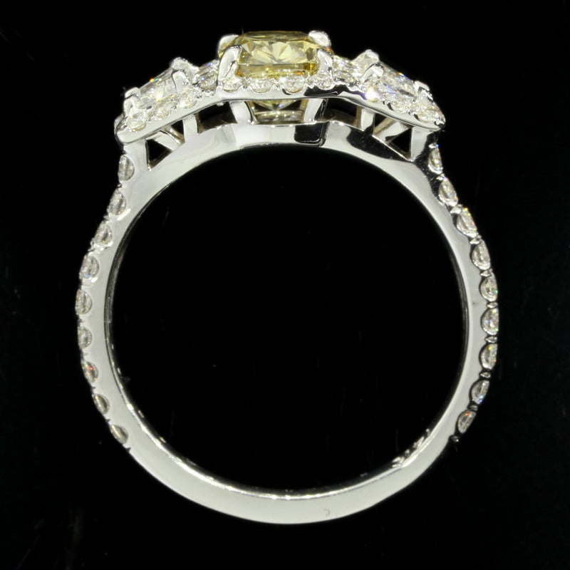Women's Custom 1.99CTW Champagne Cushion Diamond Three Stone Engagement Ring