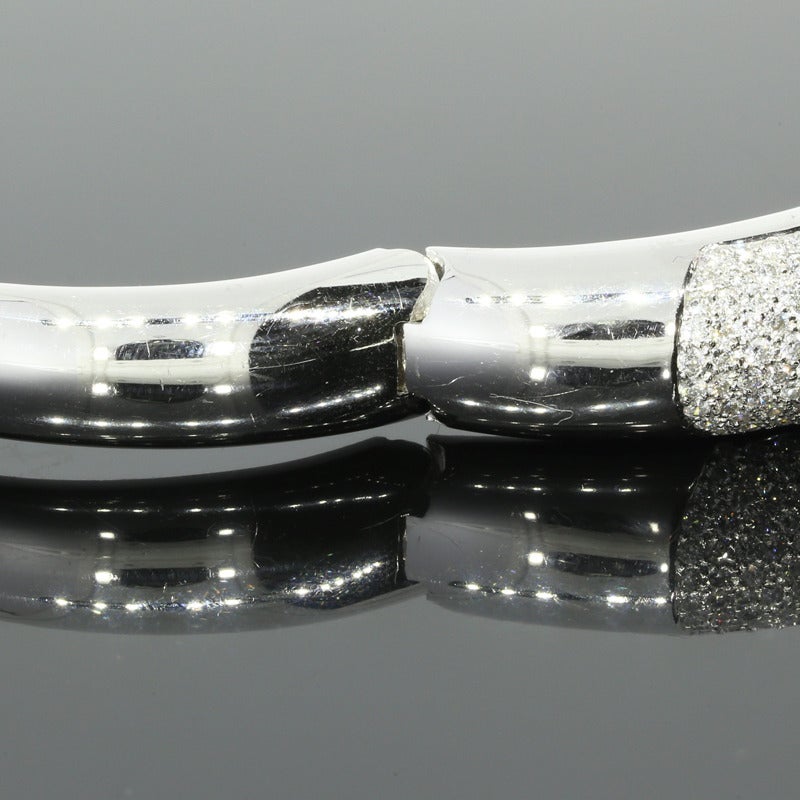 Women's Impressive 5.60 Carat Pave Diamond White Gold Wide Bangle Bracelet