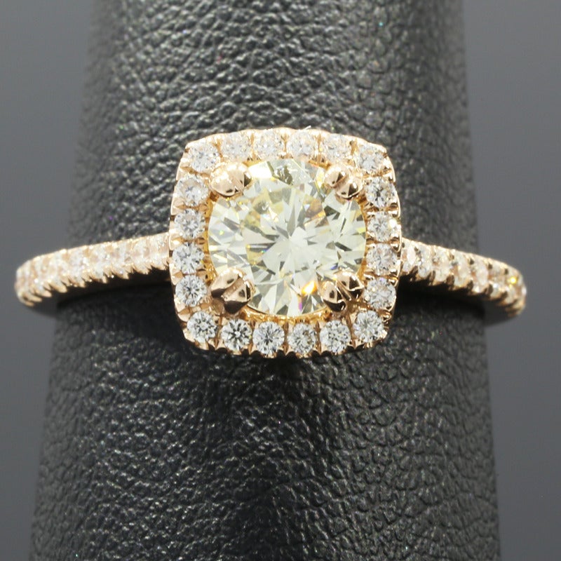 1.38CTW Rose Gold Cushion Diamond Halo Ring 1