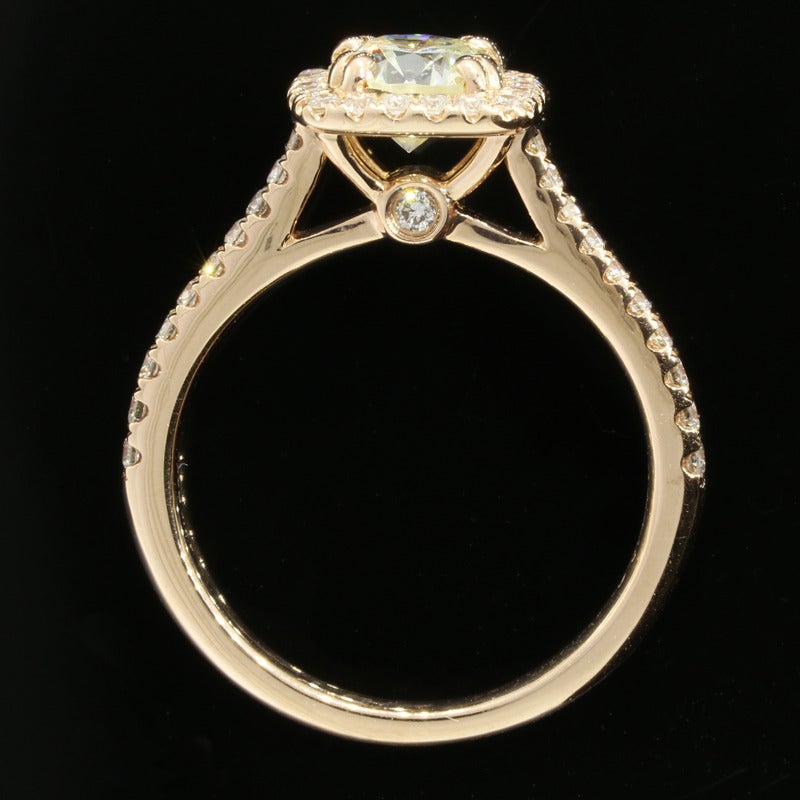 1.38CTW Rose Gold Cushion Diamond Halo Ring In New Condition In Columbia, MO