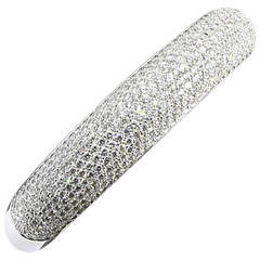 Impressive 5.60 Carat Pave Diamond White Gold Wide Bangle Bracelet