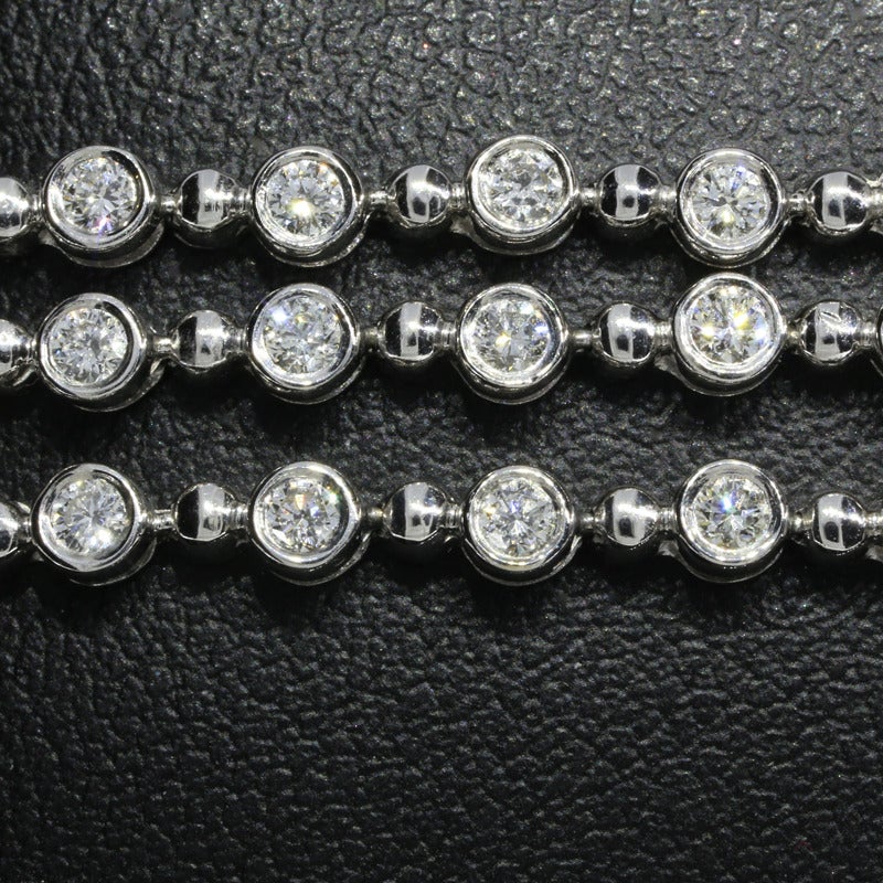 Women's Roberto Coin Three Row Diamond Gold Chain Bracelet