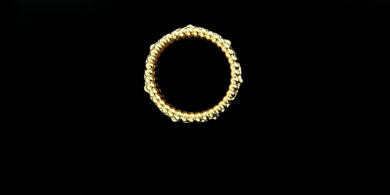 Van Cleef & Arpels Perlee Clover Diamond Gold Band In Good Condition In Columbia, MO