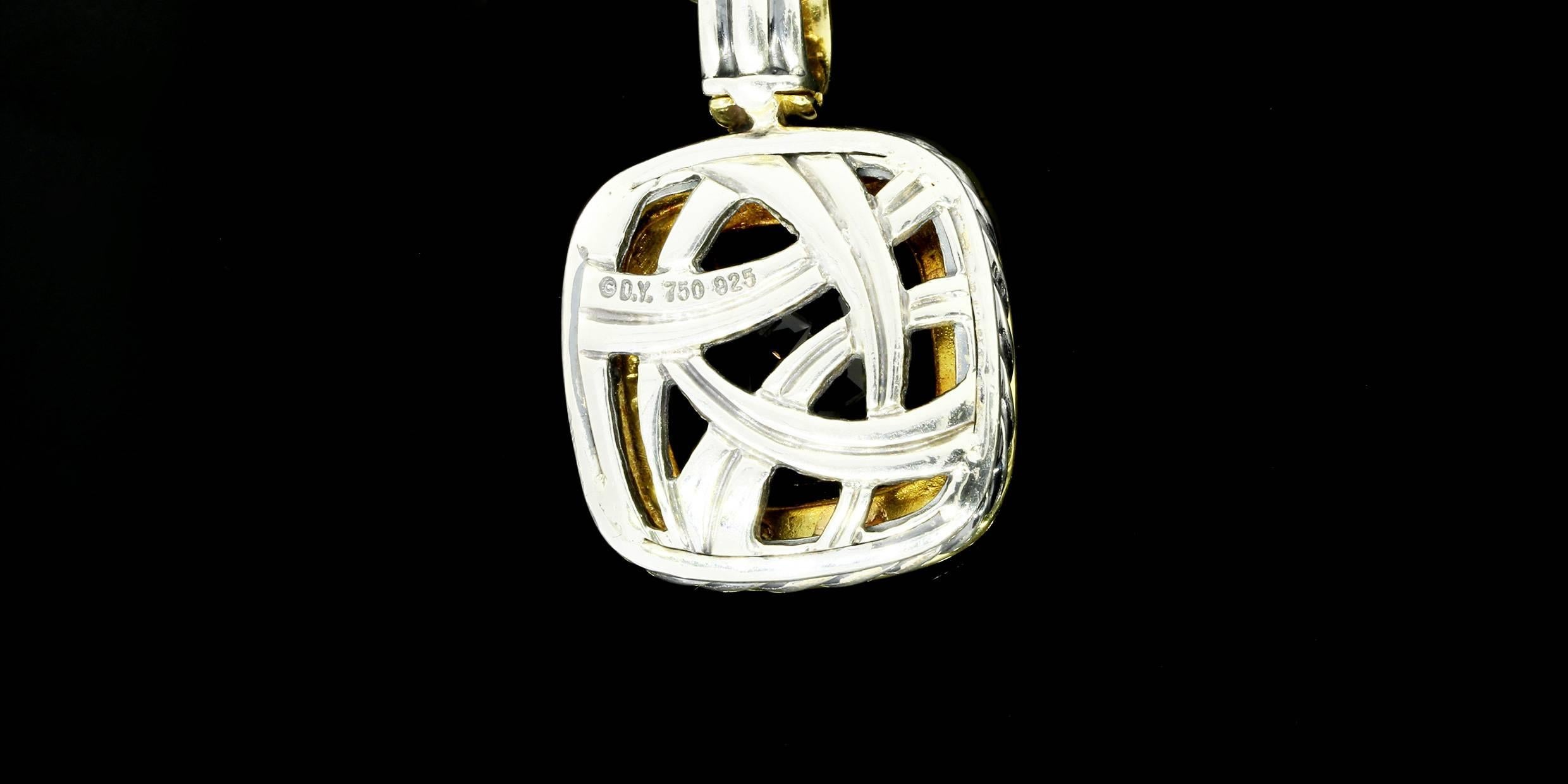David Yurman Rauchquarz Enhancer und Gold ovale Kette Halskette 1
