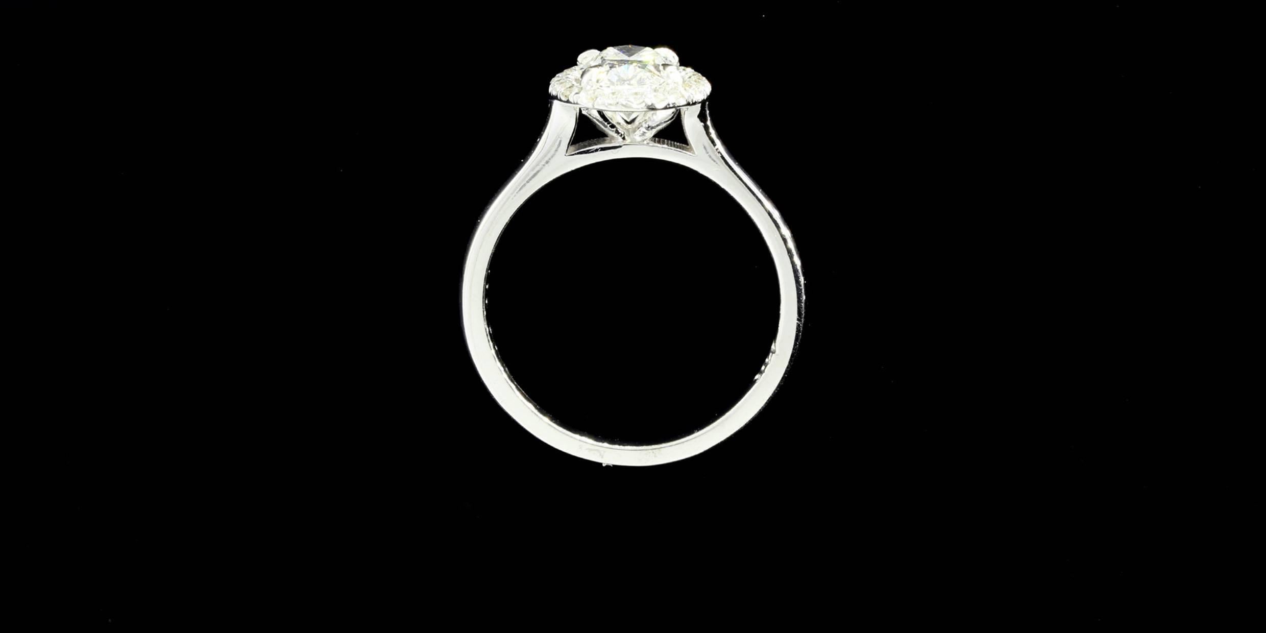 1.41 Carat GIA Cert Oval Diamond Gold Halo Engagement Ring 1