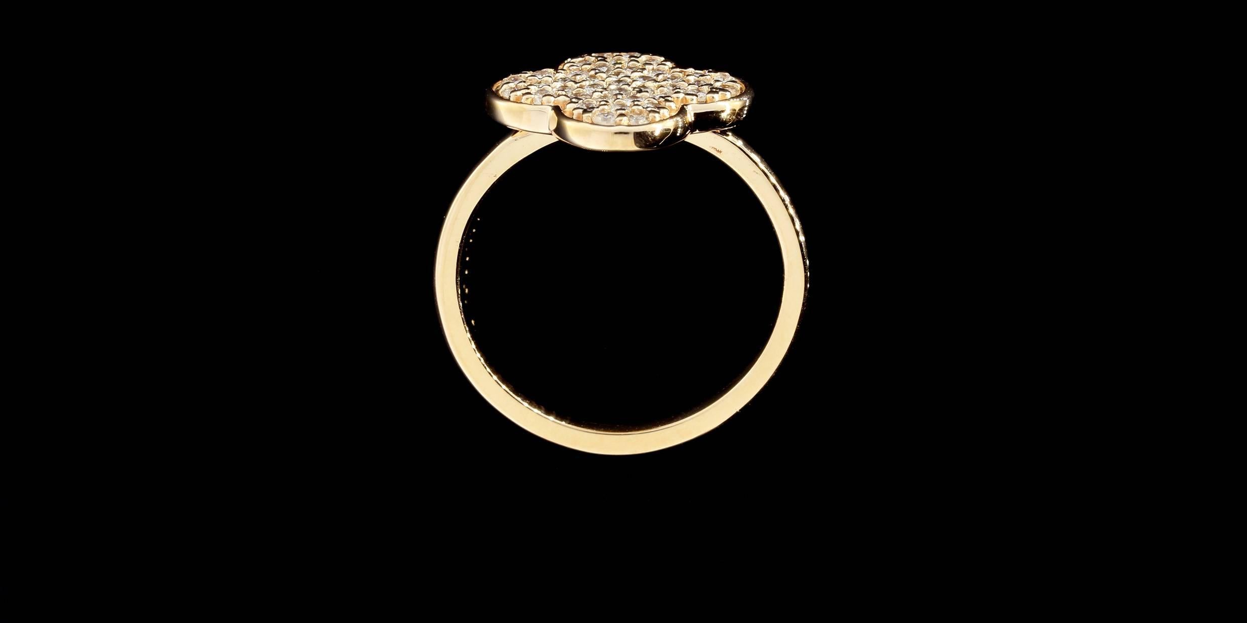 Diamond Pave Gold Clover Ring 1