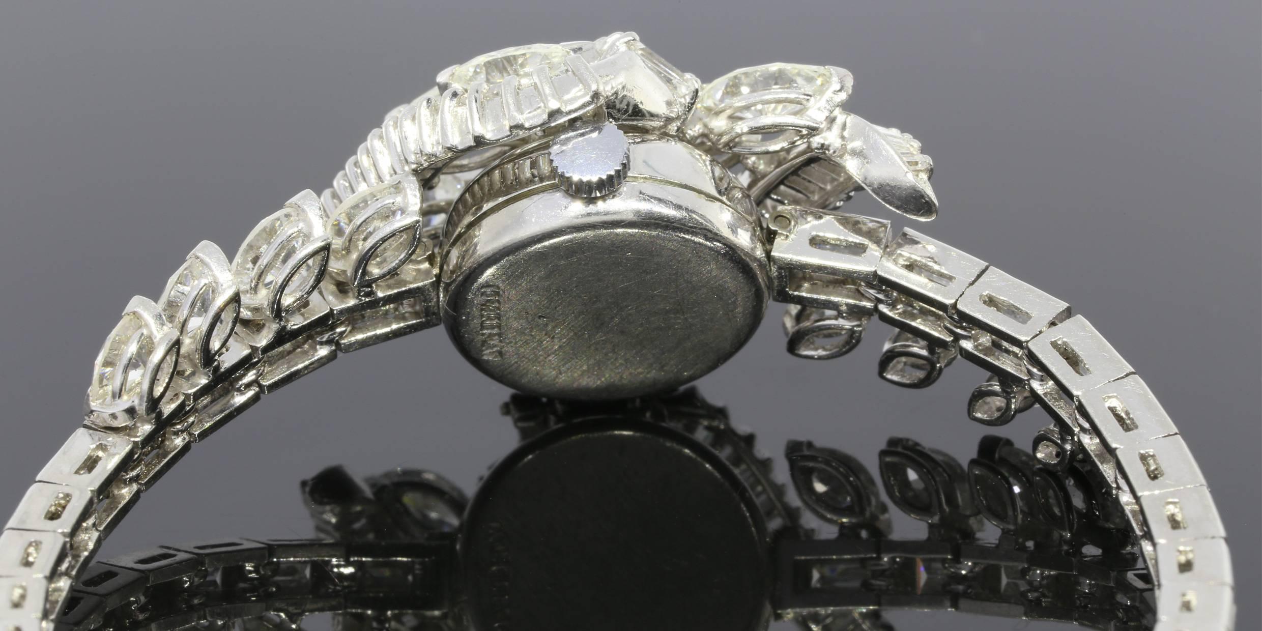 Baume and Mercier Lady's Platinum Diamond Peek-A-Boo Wristwatch 4