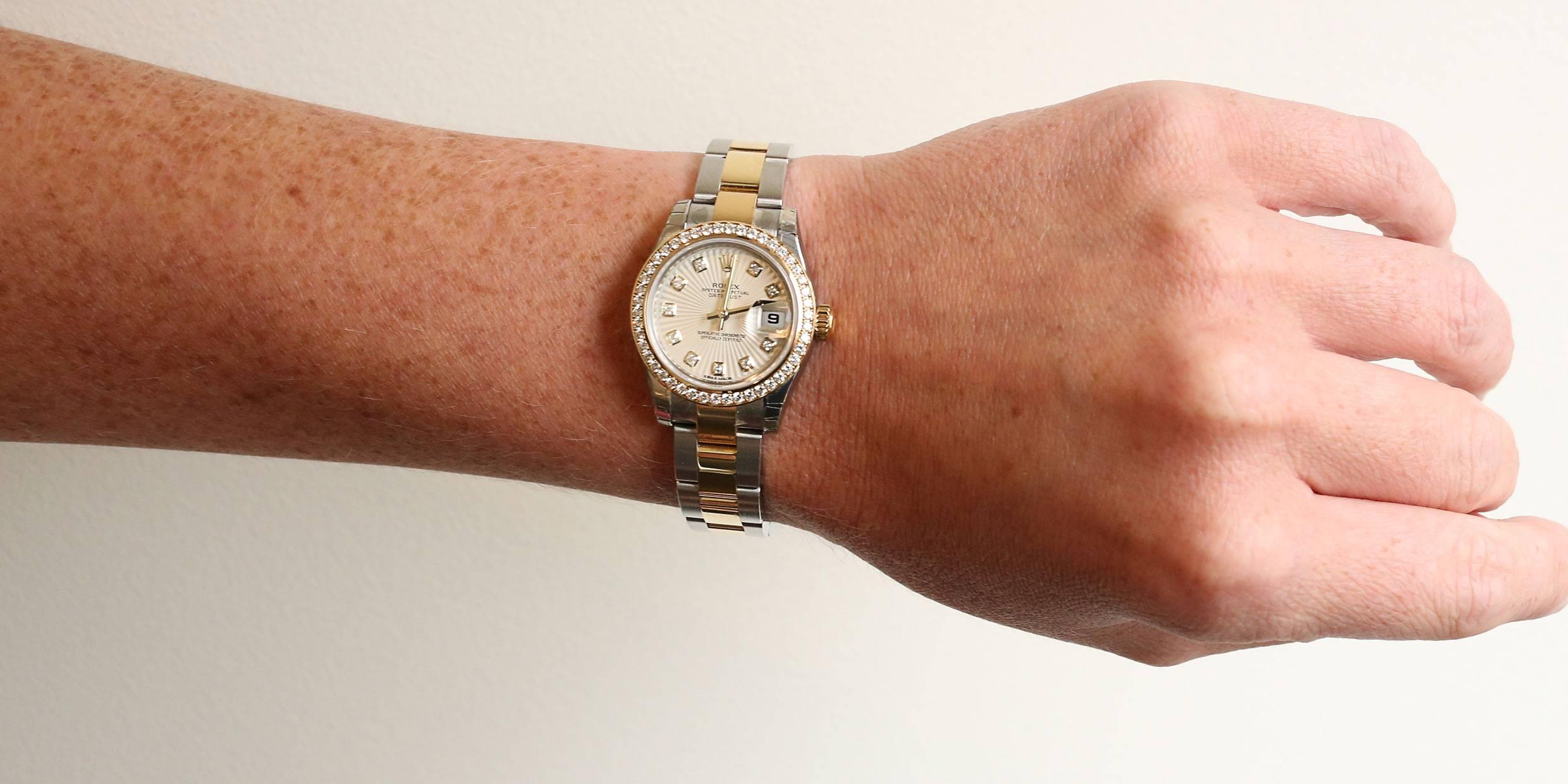 Rolex Ladies Yellow Gold Stainless Steel Diamond Datejust Automatic Wristwatch  6