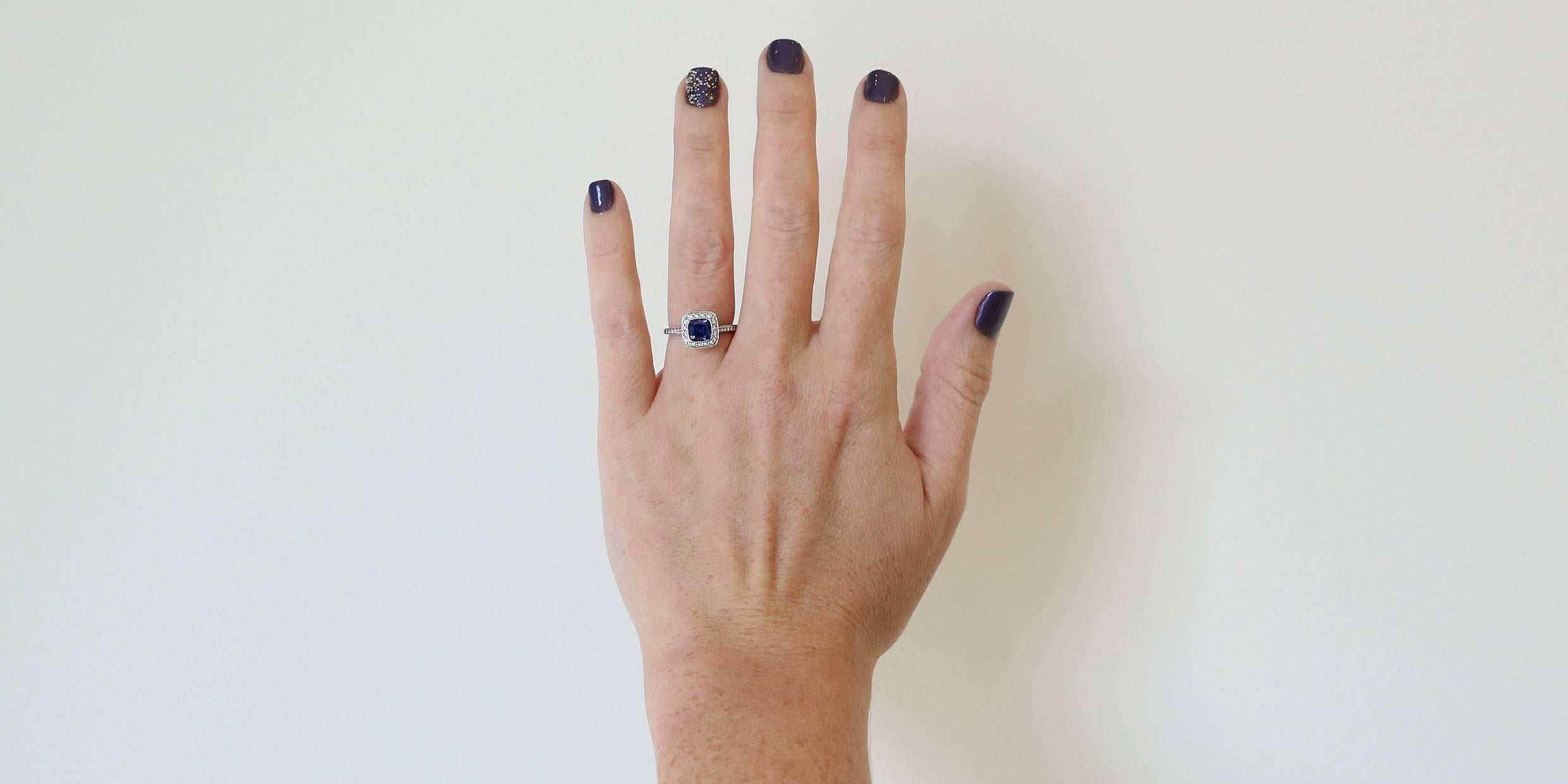 Women's Tiffany & Co. Sapphire Diamond Platinum Legacy Halo Engagement Ring