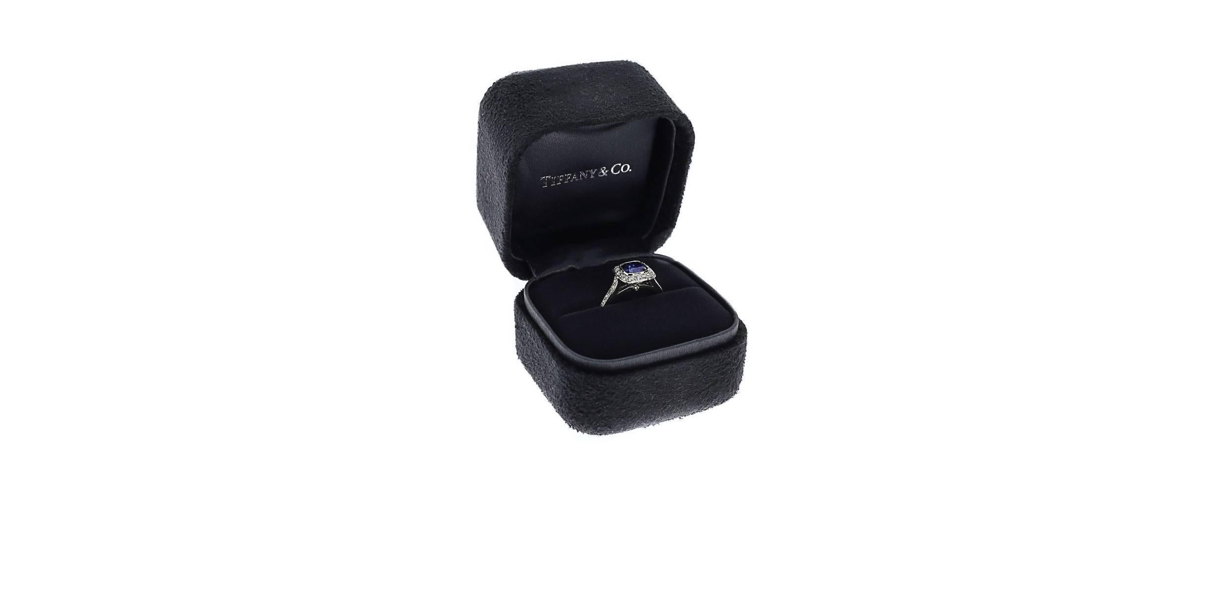 Tiffany & Co. Sapphire Diamond Platinum Legacy Halo Engagement Ring 1