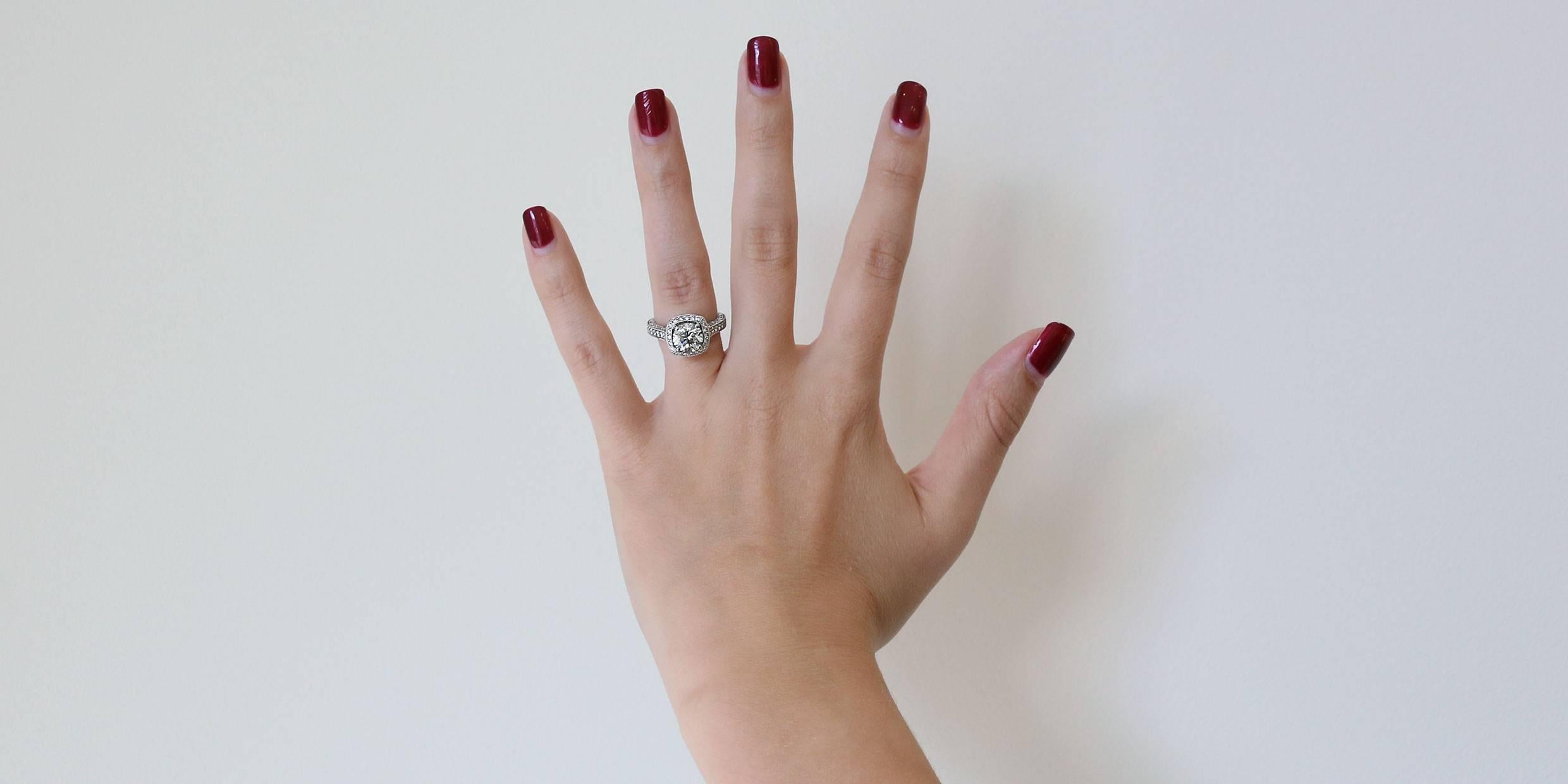 Women's Spectacular Jack Kelege 2.02 Carat GIA Diamond Halo Platinum Engagement Ring For Sale