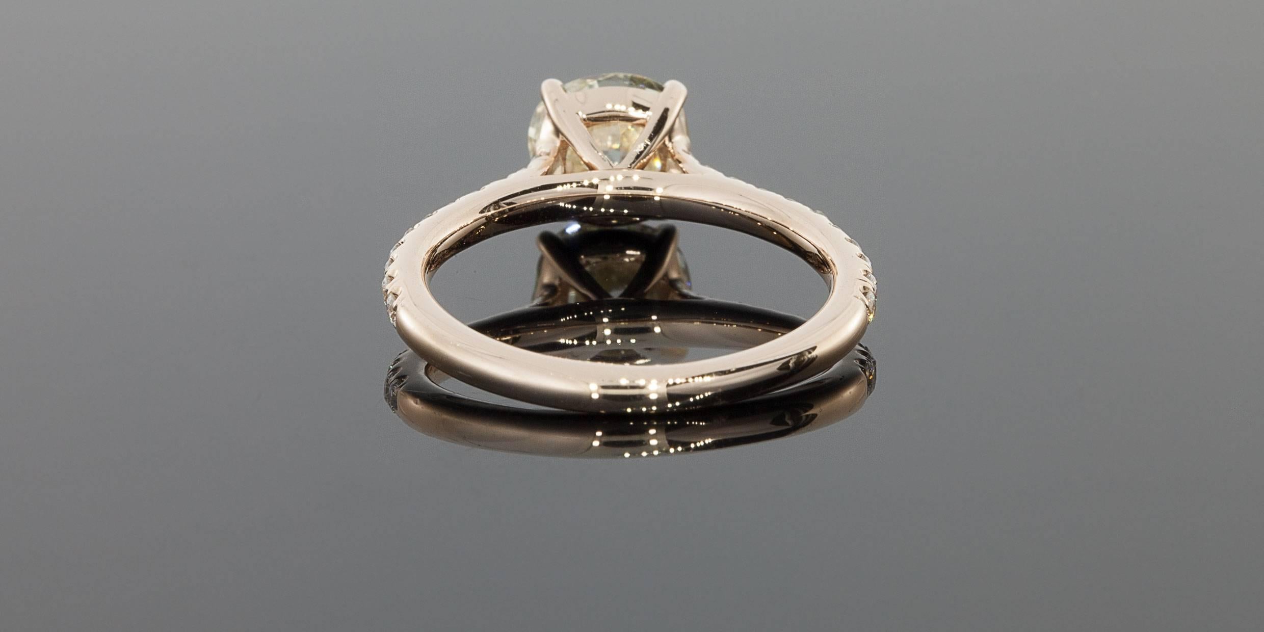 1.62 Carat Cushion Diamond GIA Certified Rose Gold Engagement Ring In New Condition For Sale In Columbia, MO