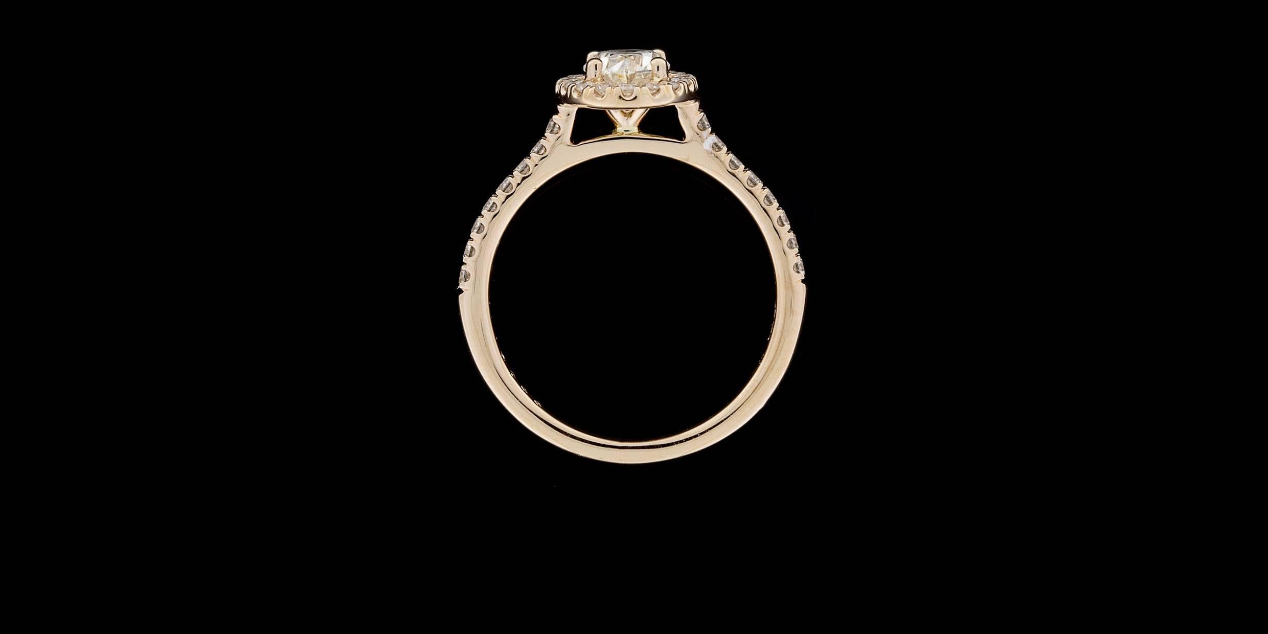 Martin Flyer .72 Carat GIA Cert Oval Diamond Micropave Halo Gold Engagement Ring 3