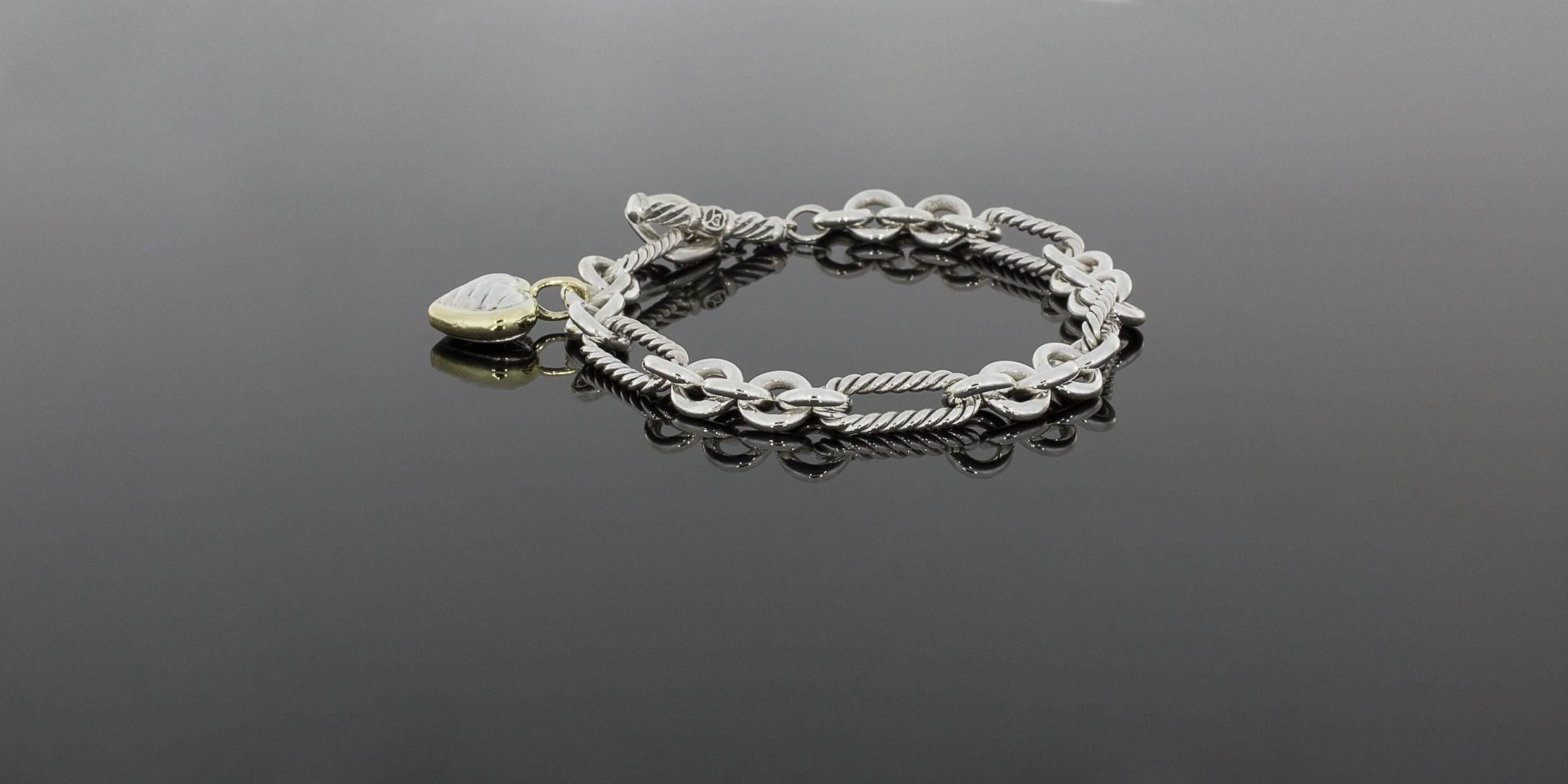 david yurman link bracelet with heart charm