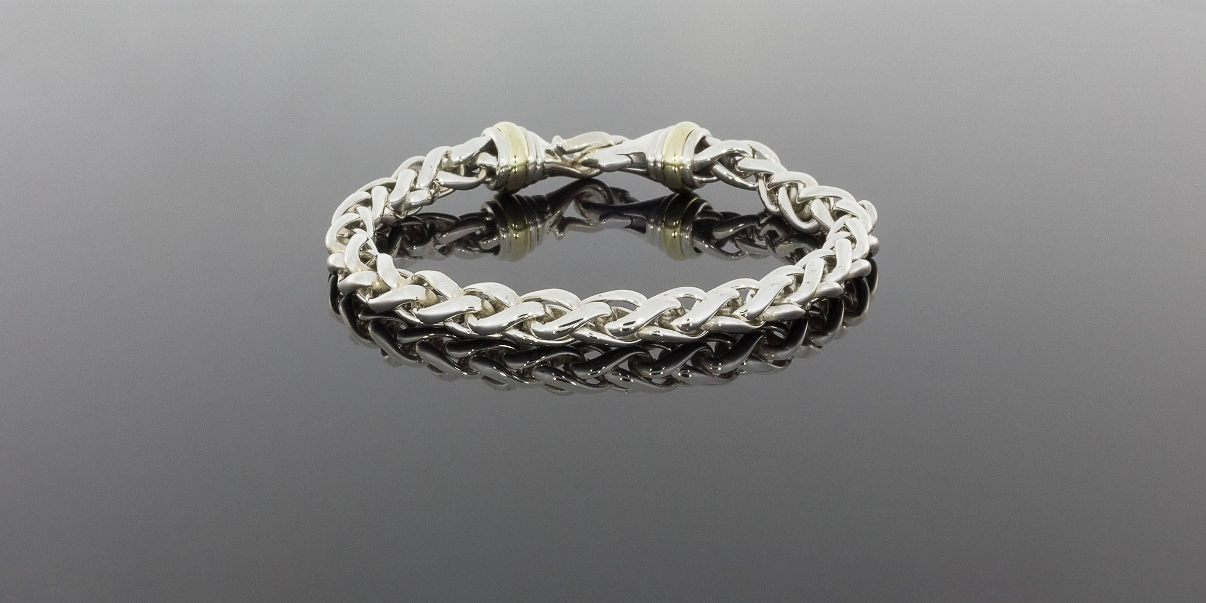 David Yurman Sterling Silver & 14 Karat Yellow Gold 6mm Wheat Chain Bracelet 1