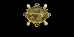SeidenGang Gold Intaglio Relief Gemstone Brooch Pin Pendant